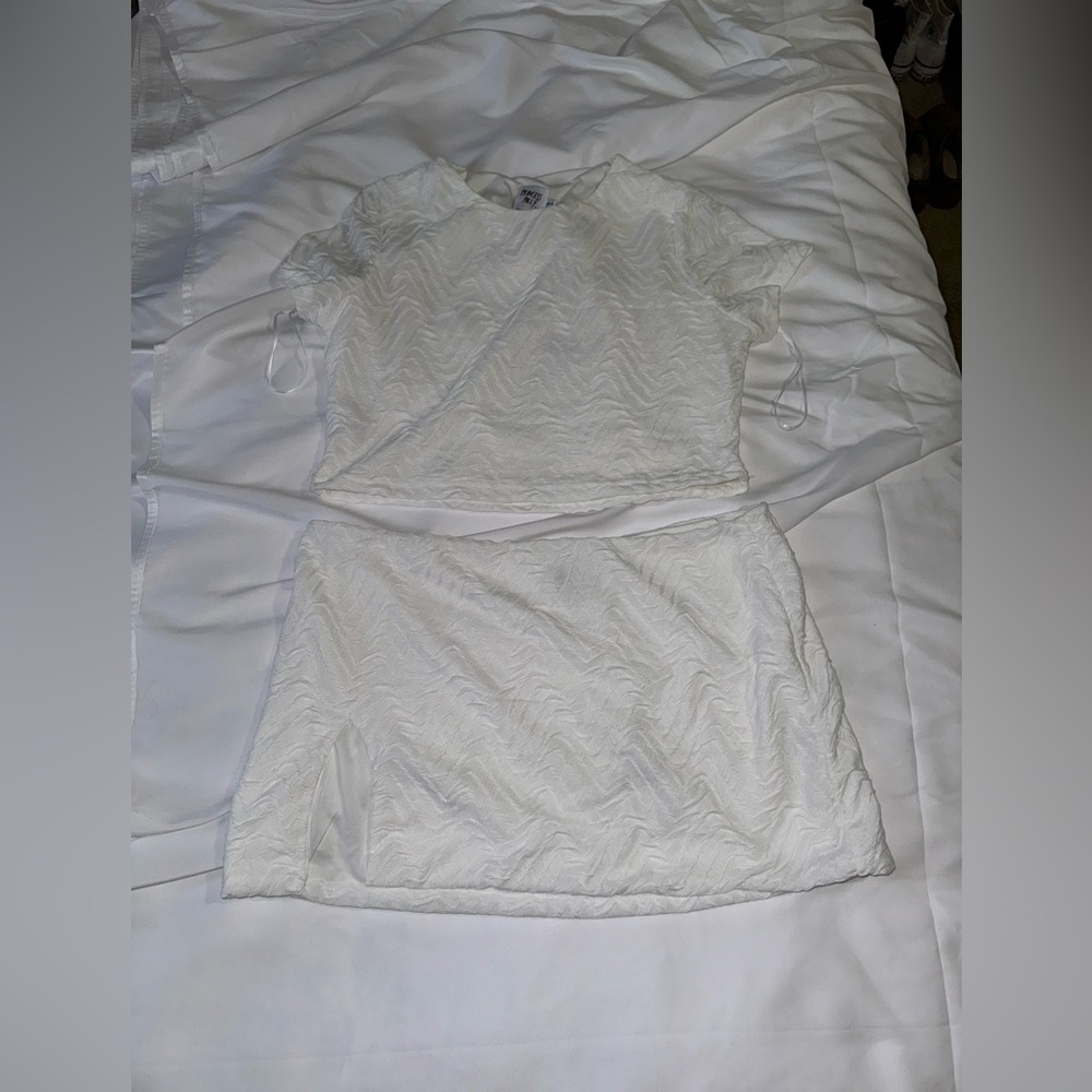 Princess Polly white 2 piece mini skirt set